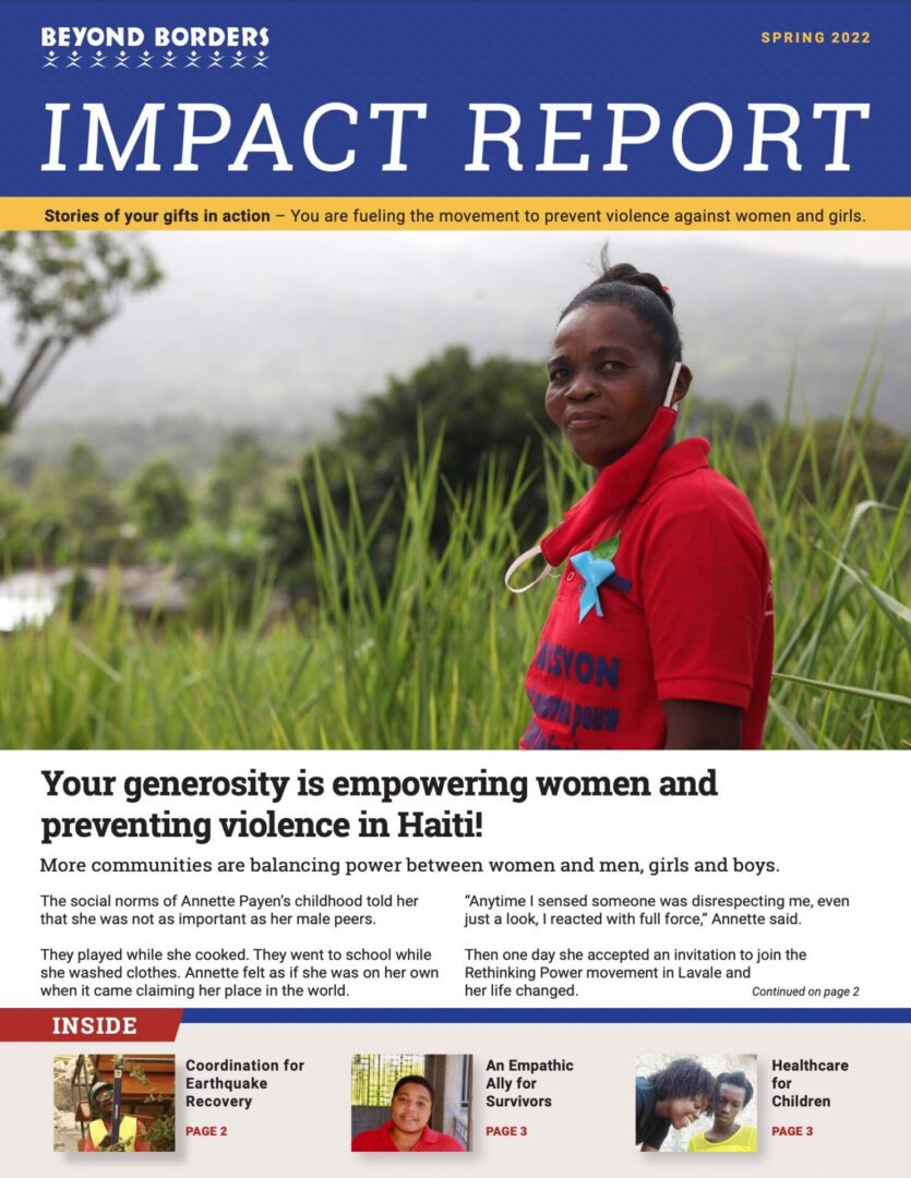 The cover of Beyond Borders Spring 2022 Impact Report